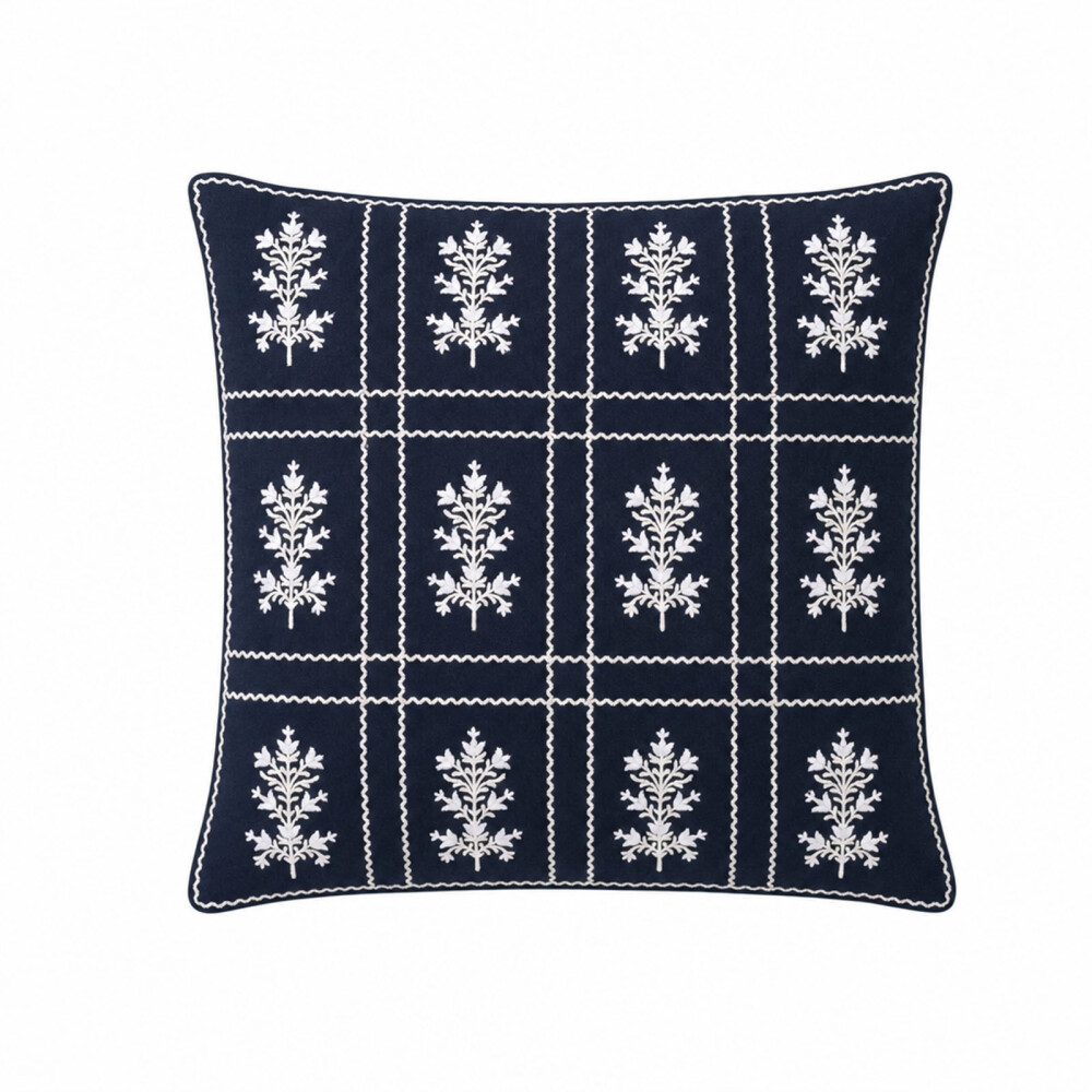 ALMOHADÓN EMBRO COTTON LINEN LINO-Y-ALGODON AZUL COTTAGE MARINO