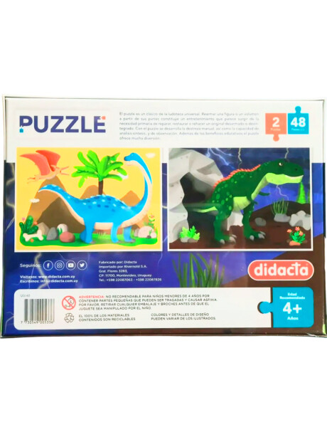 Set de 2 puzzles Didacta de Dinosaurios 48 piezas Set de 2 puzzles Didacta de Dinosaurios 48 piezas
