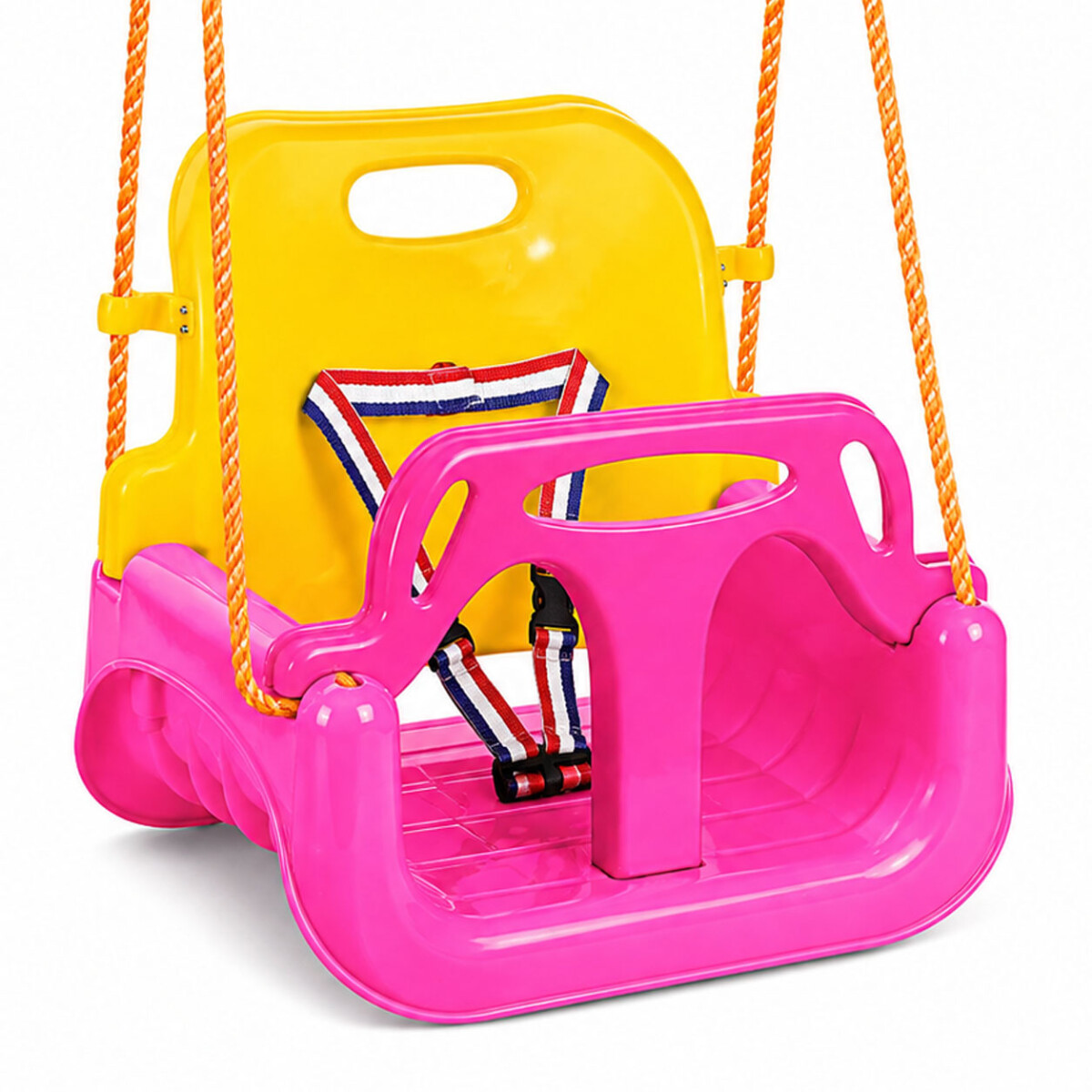 Hamaca Infantil 3en1 Adaptable Bebé Niño Plástico c/Cuerdas - Rosa 
