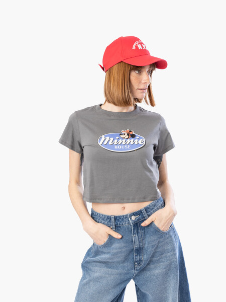 REMERA RETRO MINNIE GRIS OSCURO