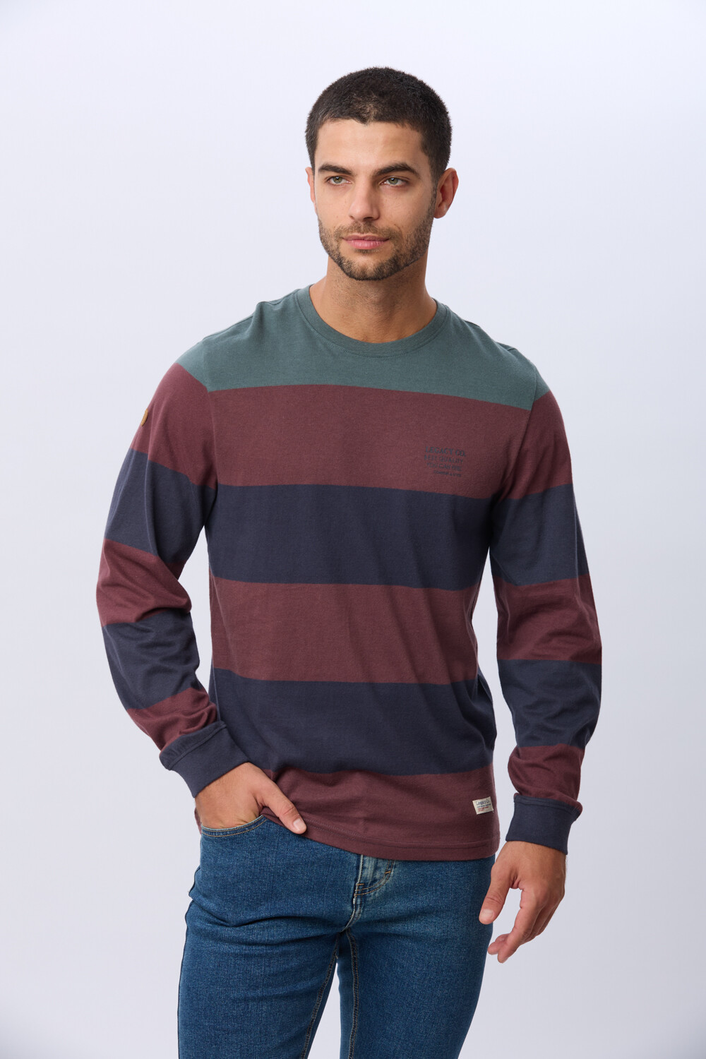 REMERA RAYADA DE ALGODÓN Azul