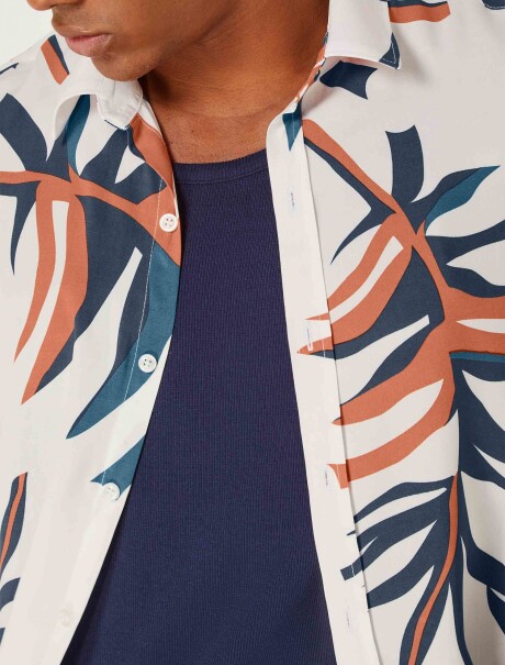 CAMISA MASCULINA ESTAMPADA BLANCO