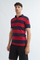 Remera cuello polo a rayas ROJO