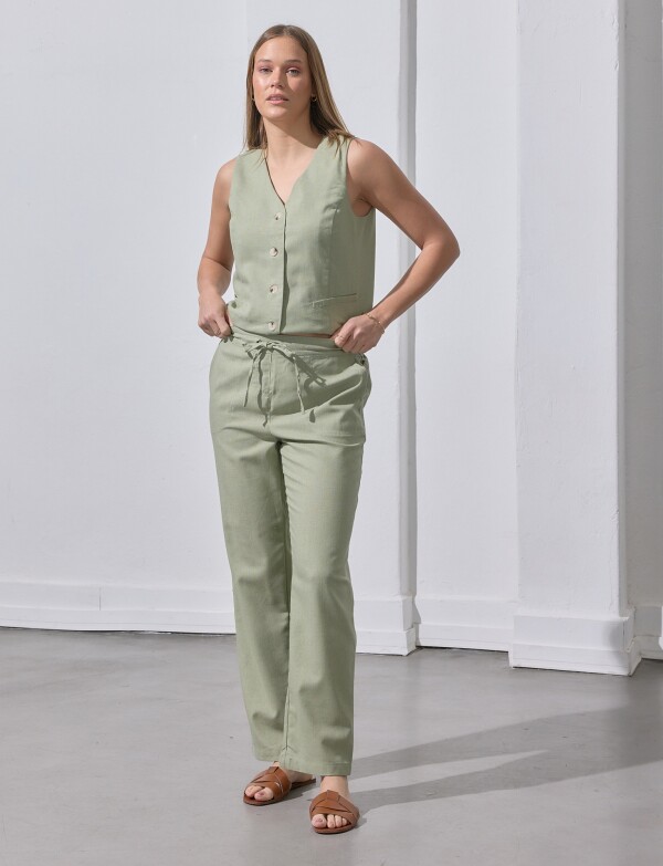 Pantalon Lino Solid VERDE