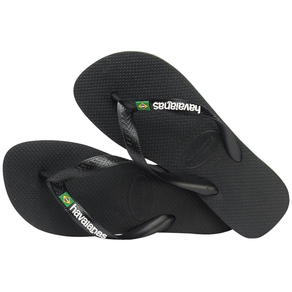 Sandalias Havaianas Brasil Logo Hombre Negro/Negro