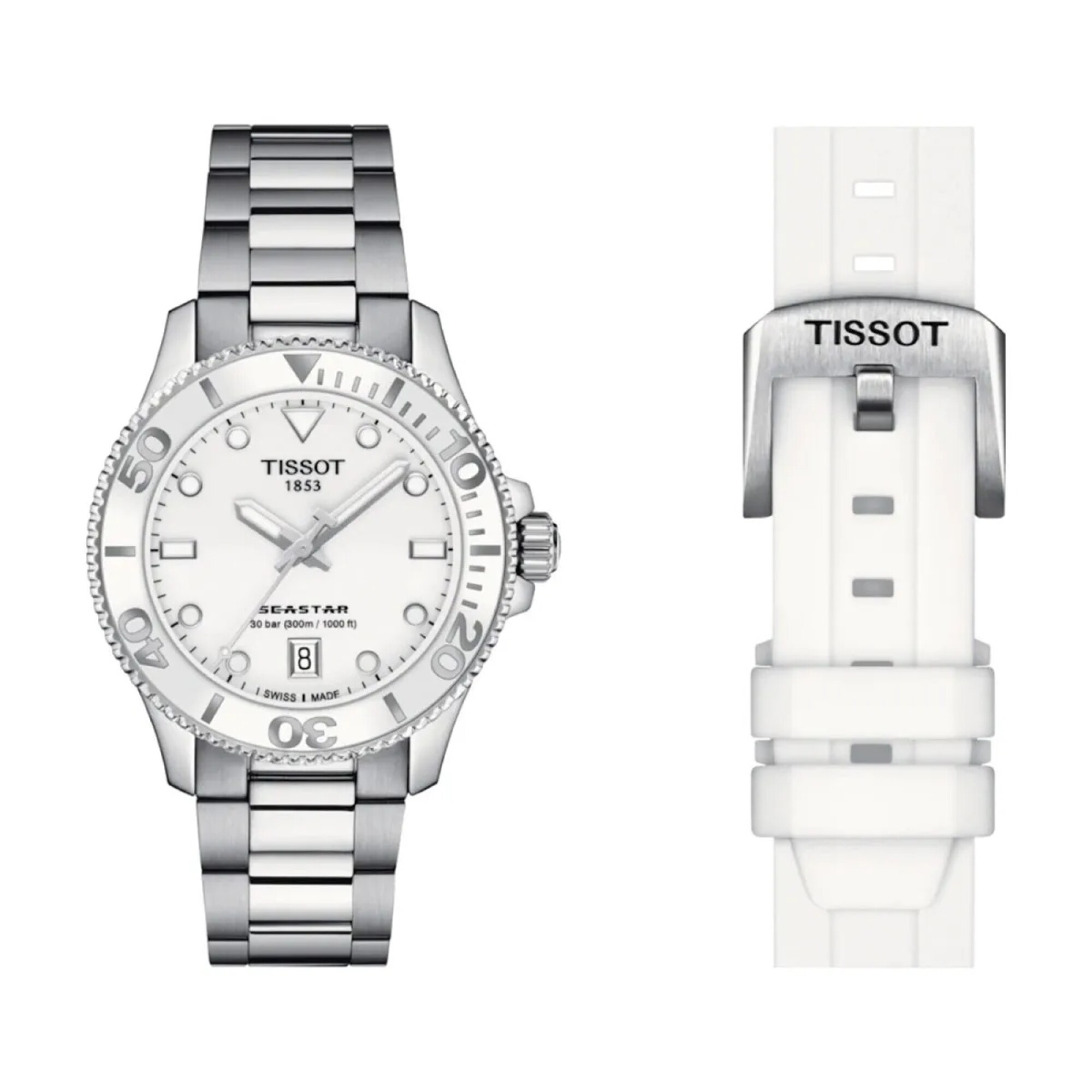 Reloj Tissot Seastar 1000 36mm T1202101101100 Correa Acero Para
