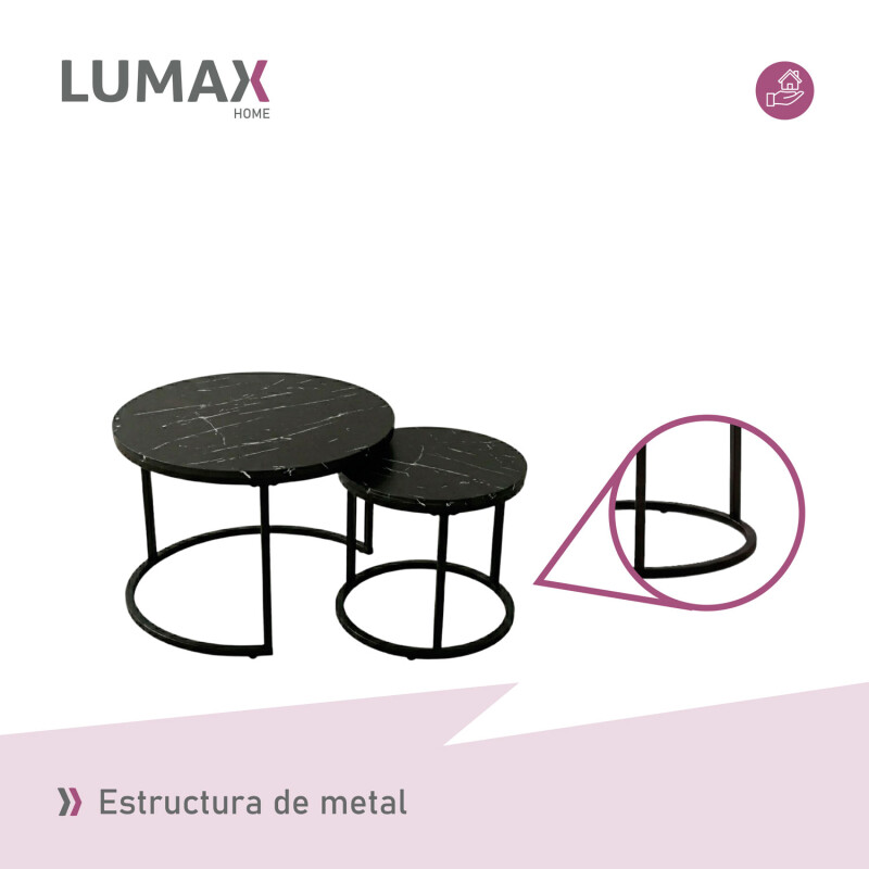 Set 2 mesas auxiliares ratonas tipo nido Doncaster Negro/Negro
