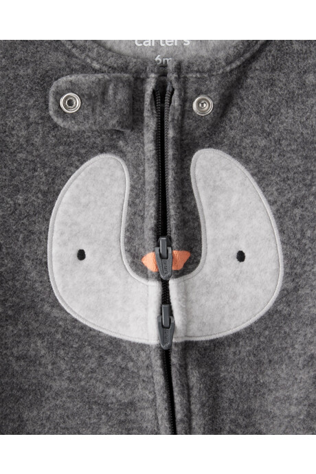 Pijama una pieza de micropolar, con pie, estampa pingüino Sin color