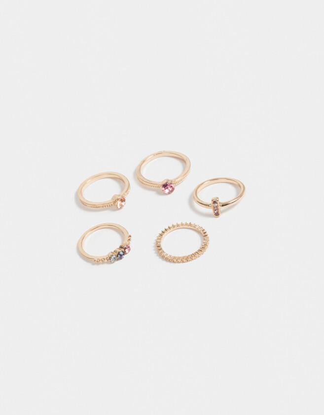 Sets Anillos Con strass multicolor Set De Anillos Con Strass - Dorado