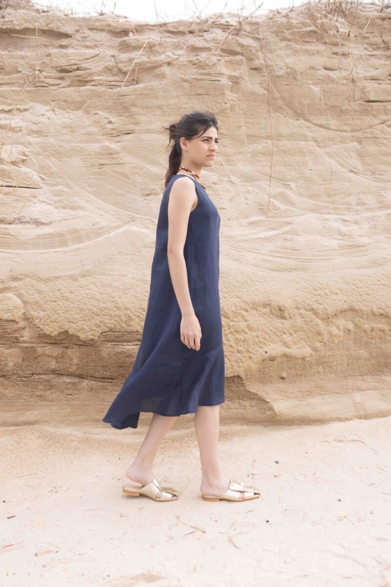 VESTIDO FOLK LONG Azul Marino