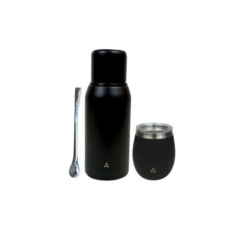 Kit Matero Negro, Termo 750ml, Mate y Bombilla. Sc