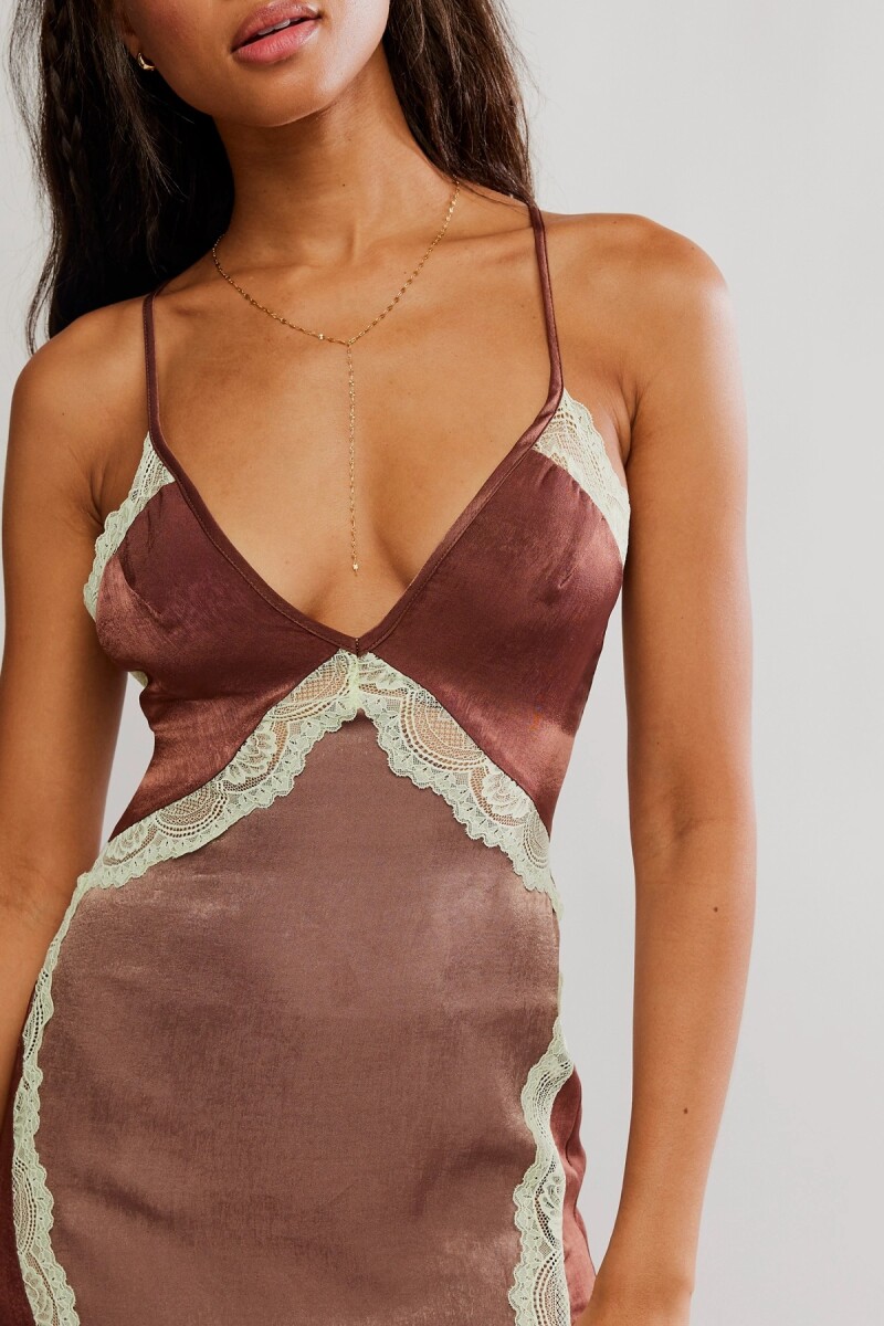 VESTIDO MAXI SLIP SOME KIND OF Marron
