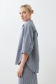 Camisa rayada de jean cuello mao crudo