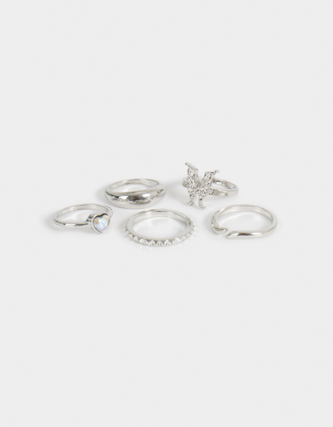 Sets Anillos Con Mariposas Set De Anillos Con Mariposas - Plateado