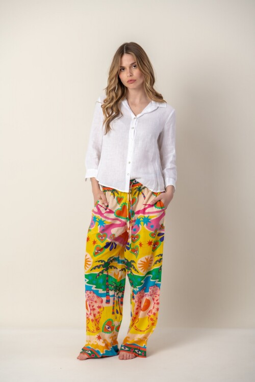 Camisa de dama lino Blanco