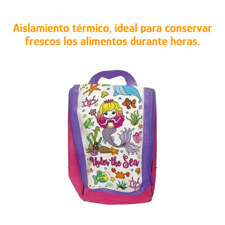 Set Lanchera Y Botella P/Colorear Infantil C/Fibras Stickers Rosa/violeta