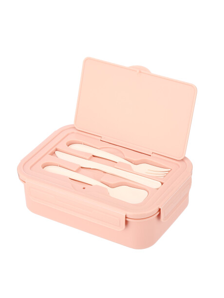Lunchbox Con Cubiertos Rosado