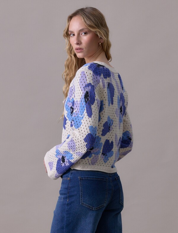 Cardigan Calado BEIGE/MULTI