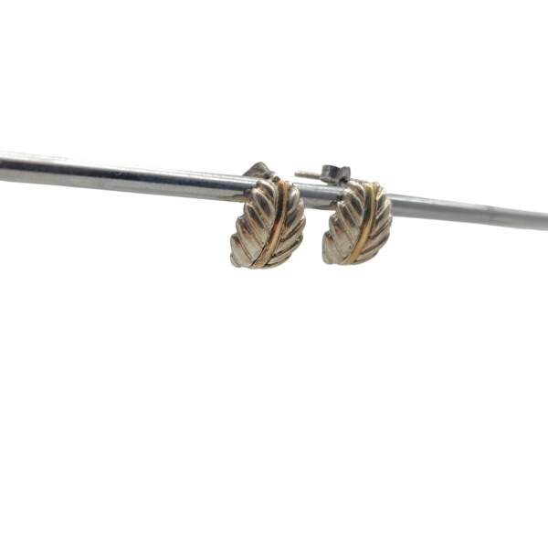 Caravanas Hoja-Plata y oro-Sin piedra-CA5149 conpiedra