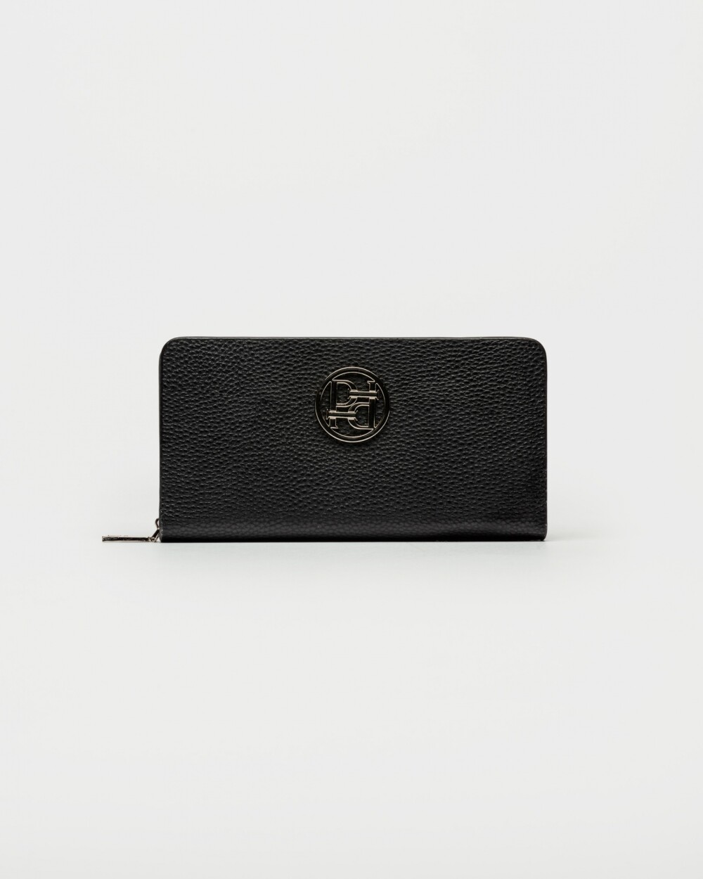 Billetera Con Cierre Mint En Efecto Cuero Charol Negro
