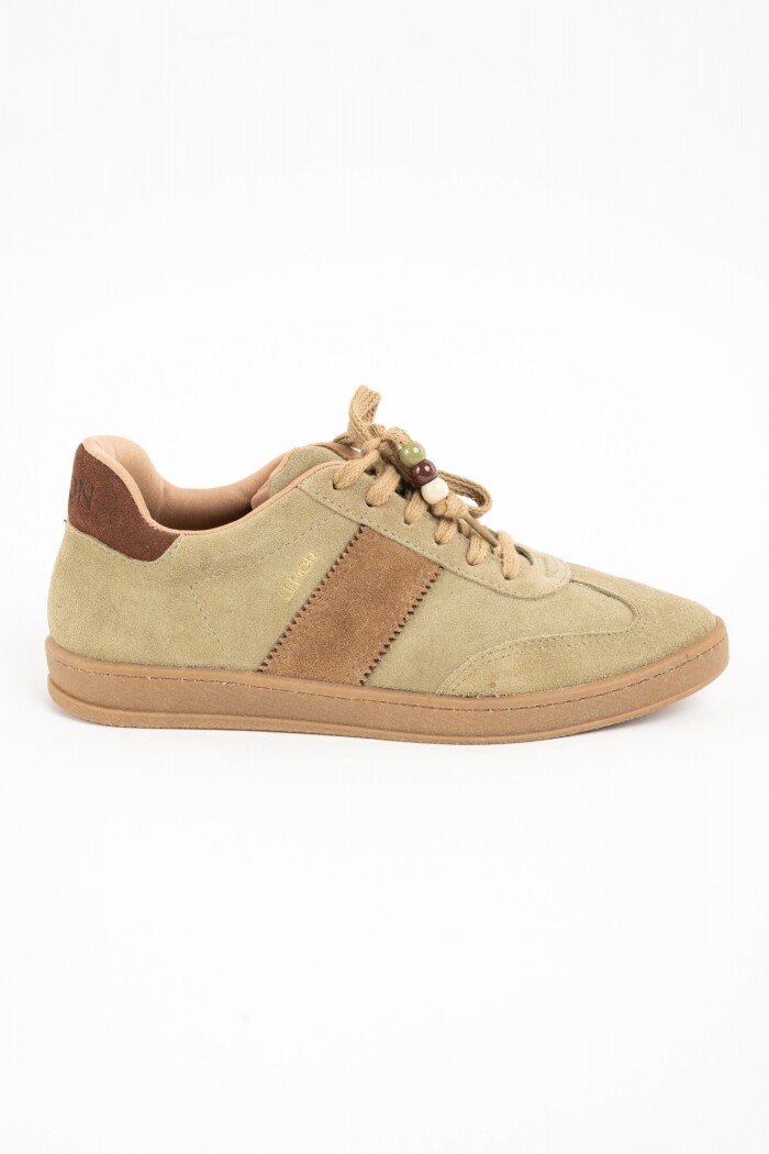 Zapatilla Gamuza Combinada Pistacho