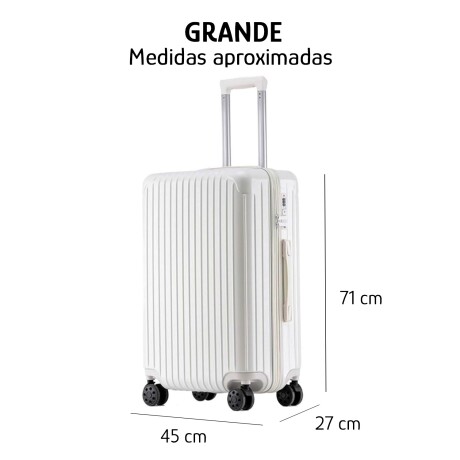 Valija Grande Rígida 4 Ruedas Giratorias c/Candado Integrado Blanco