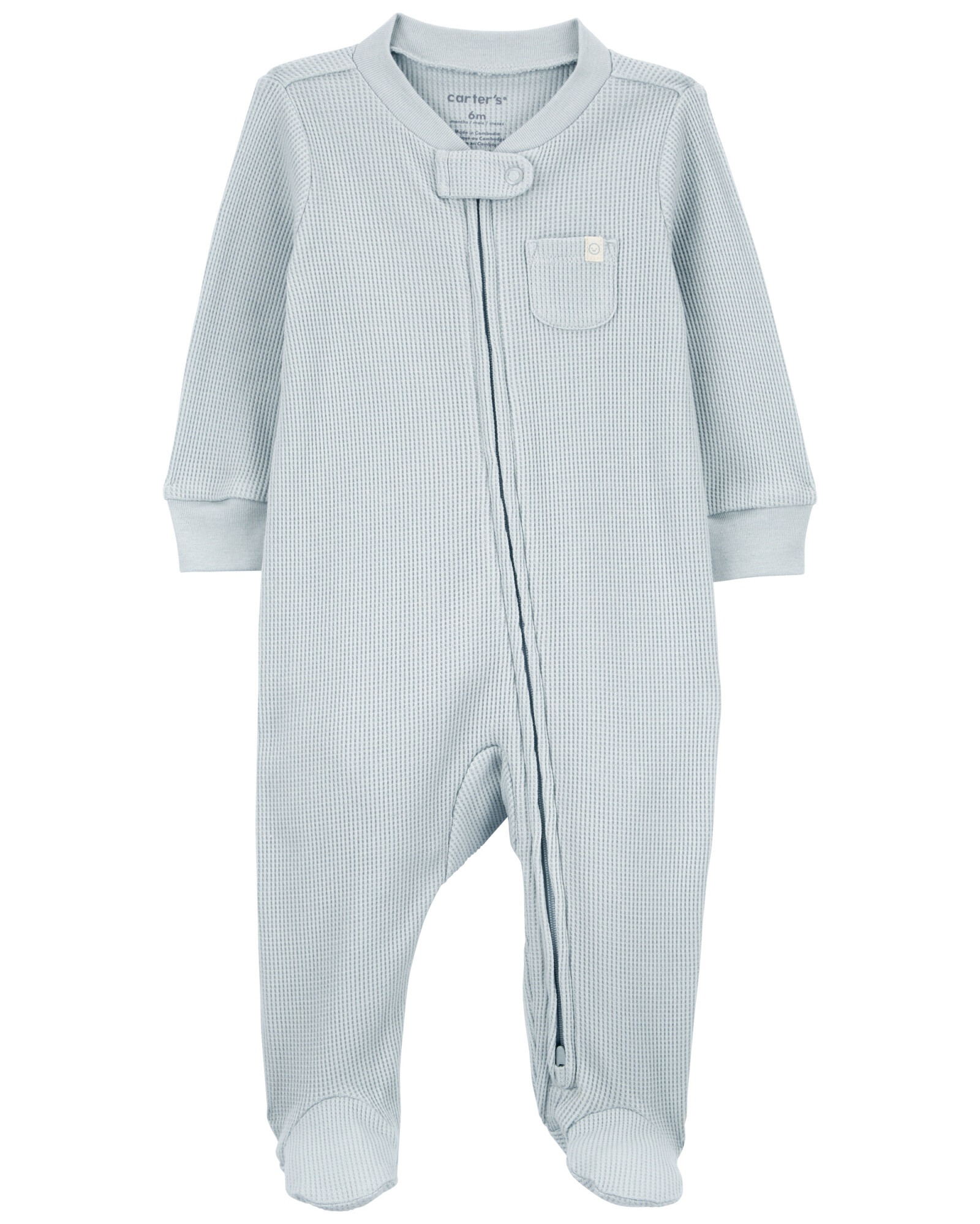 Pijama uno pieza de algodón térmico, con pie, azul Pijama uno pieza de algodón térmico, con pie, azul