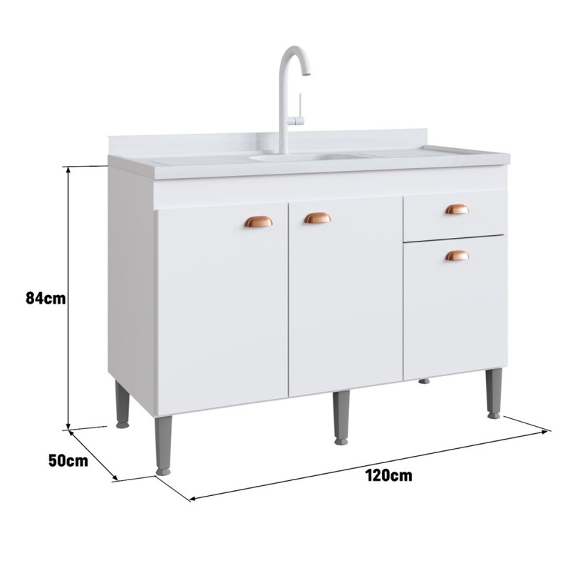 BAJO MESADA MUEBLE COCINA 3 PUERTAS 1 CAJON 120CM CON PILETA Bajo Mesada Mueble Cocina 3 Puertas 1 Cajon 120cm Con Pileta
