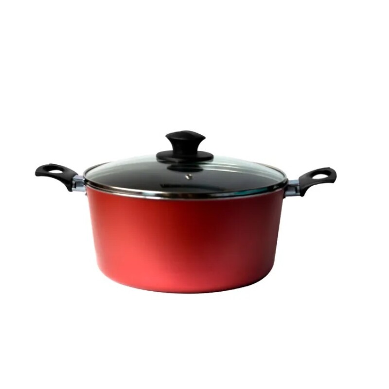 Olla Just Cook Roja de 20 cm con Tapa de Vidrio y Asas OLLA C/TAPA VIDRIO 20 CMS JUST COOK
