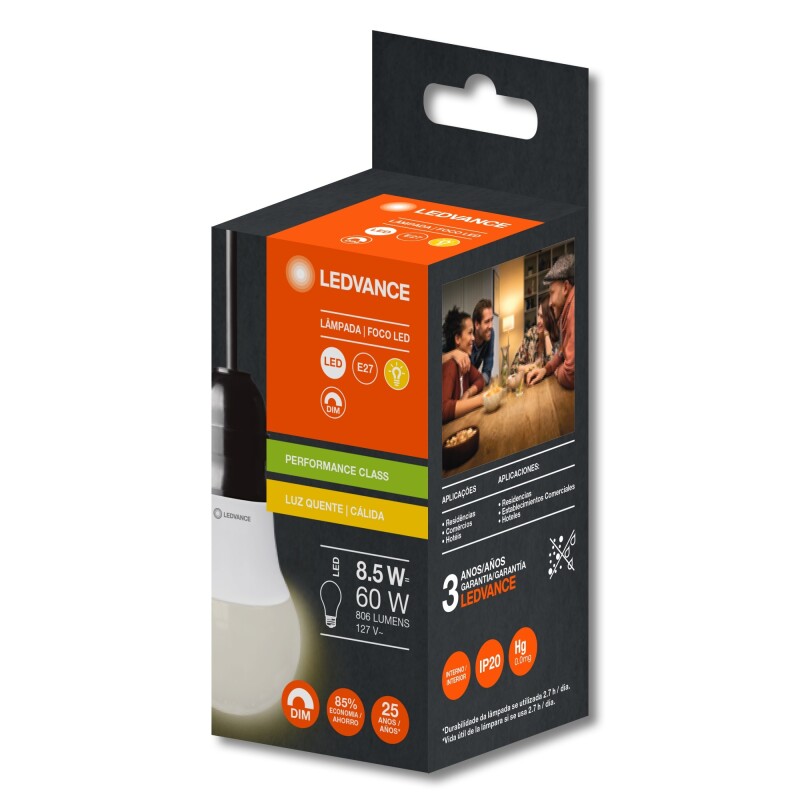 LAMPARA LED LEDVANCE OSRAM DIM 8.5w 3000K Lámpara LED LEDVANCE OSRAM Dimerizable 8.5W Luz Cálida