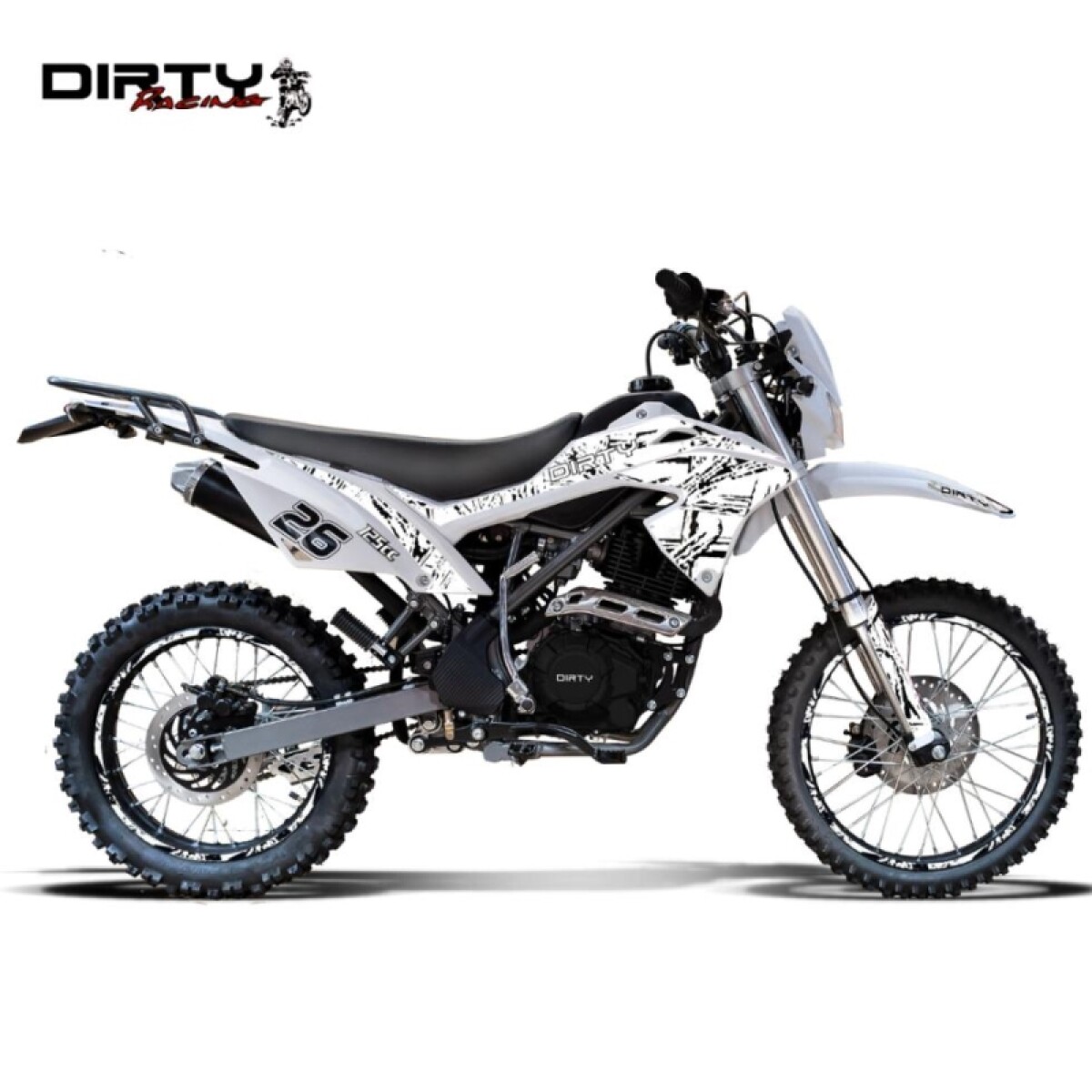 Moto Dirty Q26 125cc - Blanco/negro 