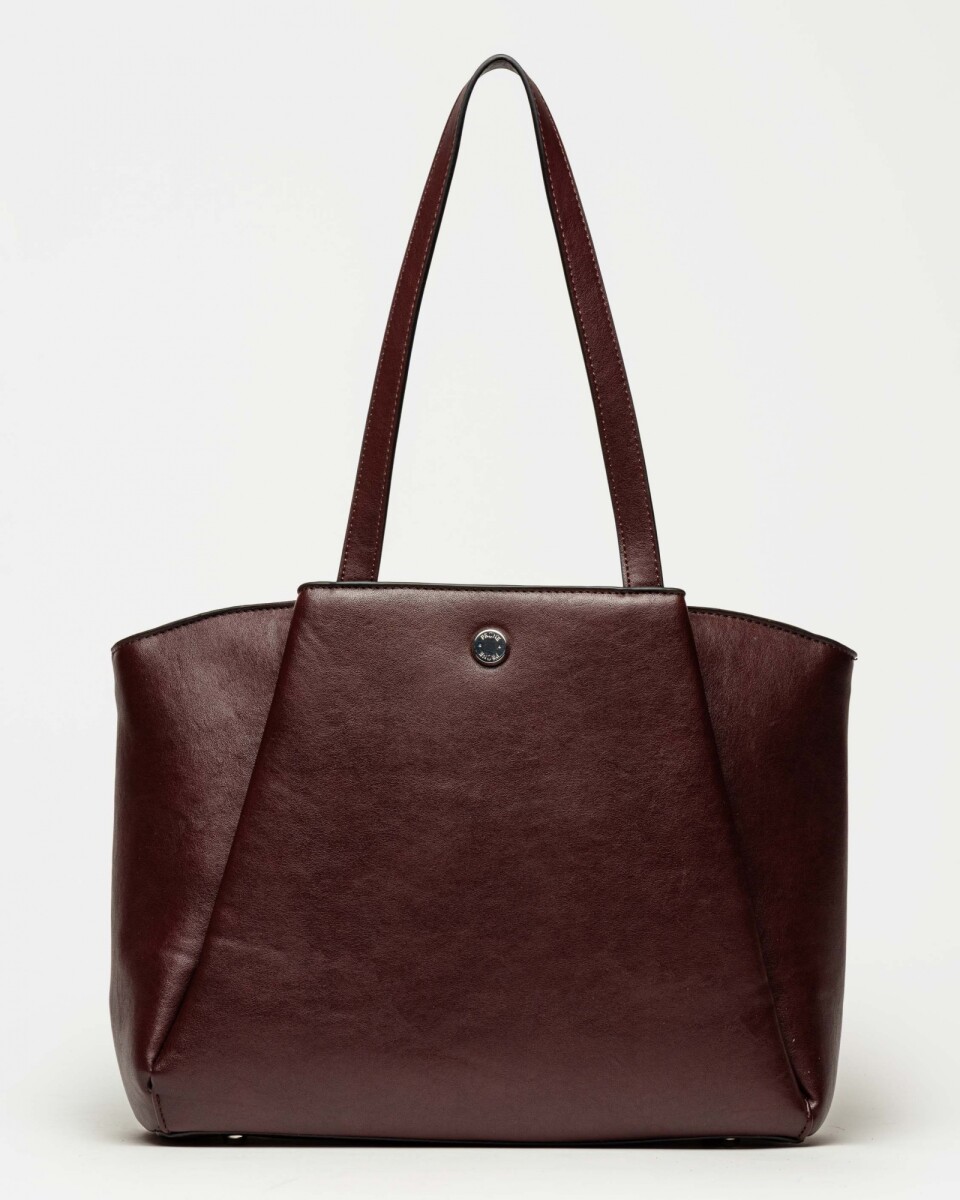 Shopper Raix en efecto cuero liso - Bordeaux 