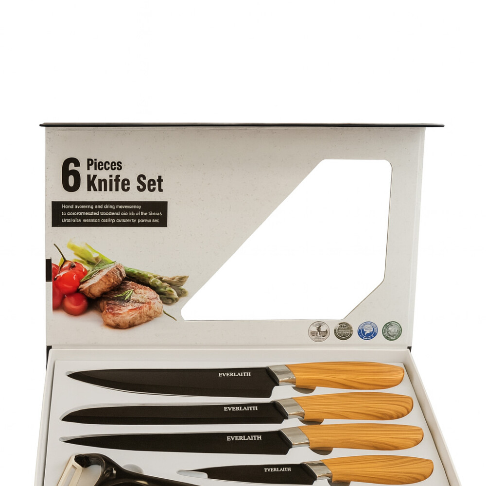 Set De Cuchillos De 6 Piezas Con Mango De Madera Set De Cuchillos De 6 Piezas Con Mango De Madera