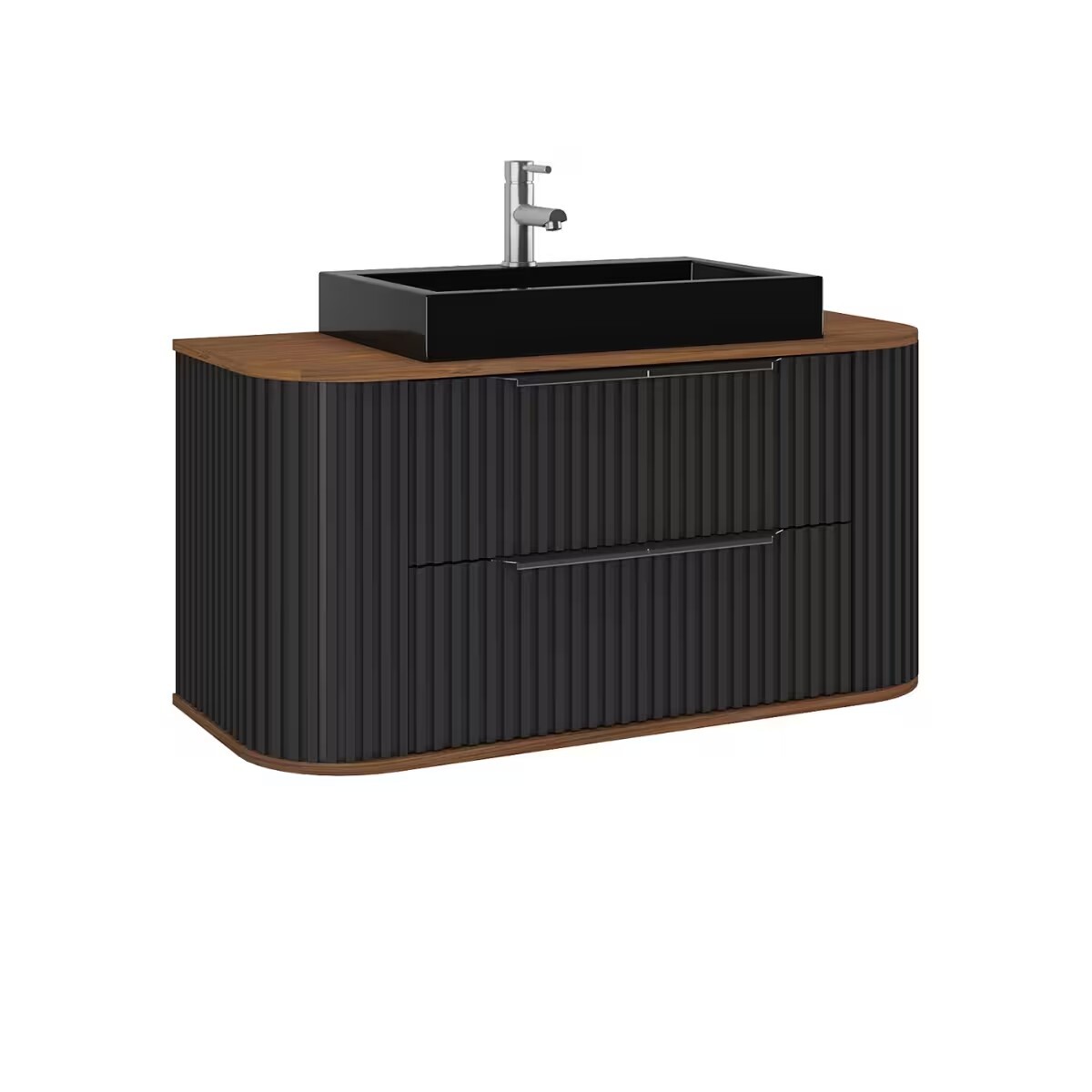 Mueble De Baño Suspendido Alice Negro 100cm Con Bacha De Loza 