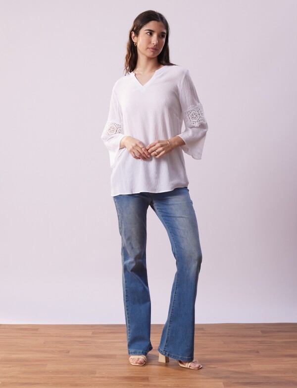 Blusa Manga Calada BLANCO