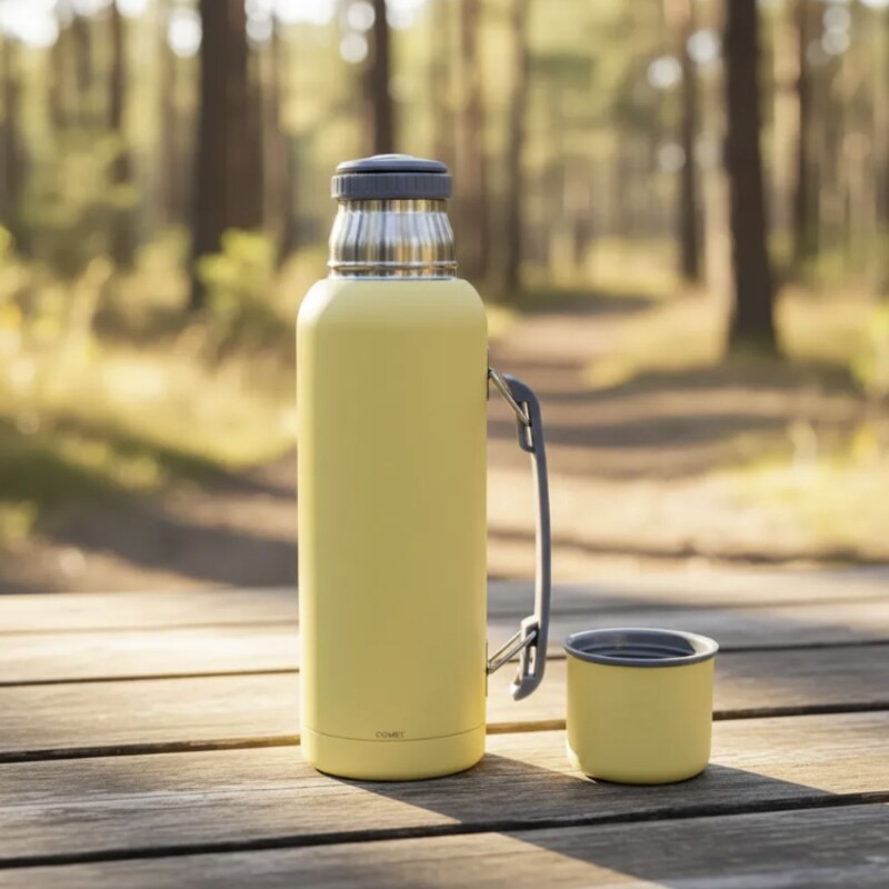 Termo en acero inox con Manija de 1 lt Amarillo