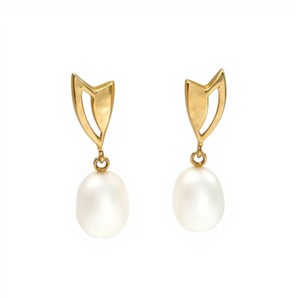 Caravanas Perlas Elegantes - Oro bajo - Perla de río- CA8217 conperla