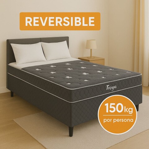 Conjunto Sommier TROYA | Plaza y Media + Box | Espuma | 190x110x50 cm | Soporta 150 Kg Conjunto Sommier TROYA | Plaza y Media + Box | Espuma | 190x110x50 cm | Soporta 150 Kg