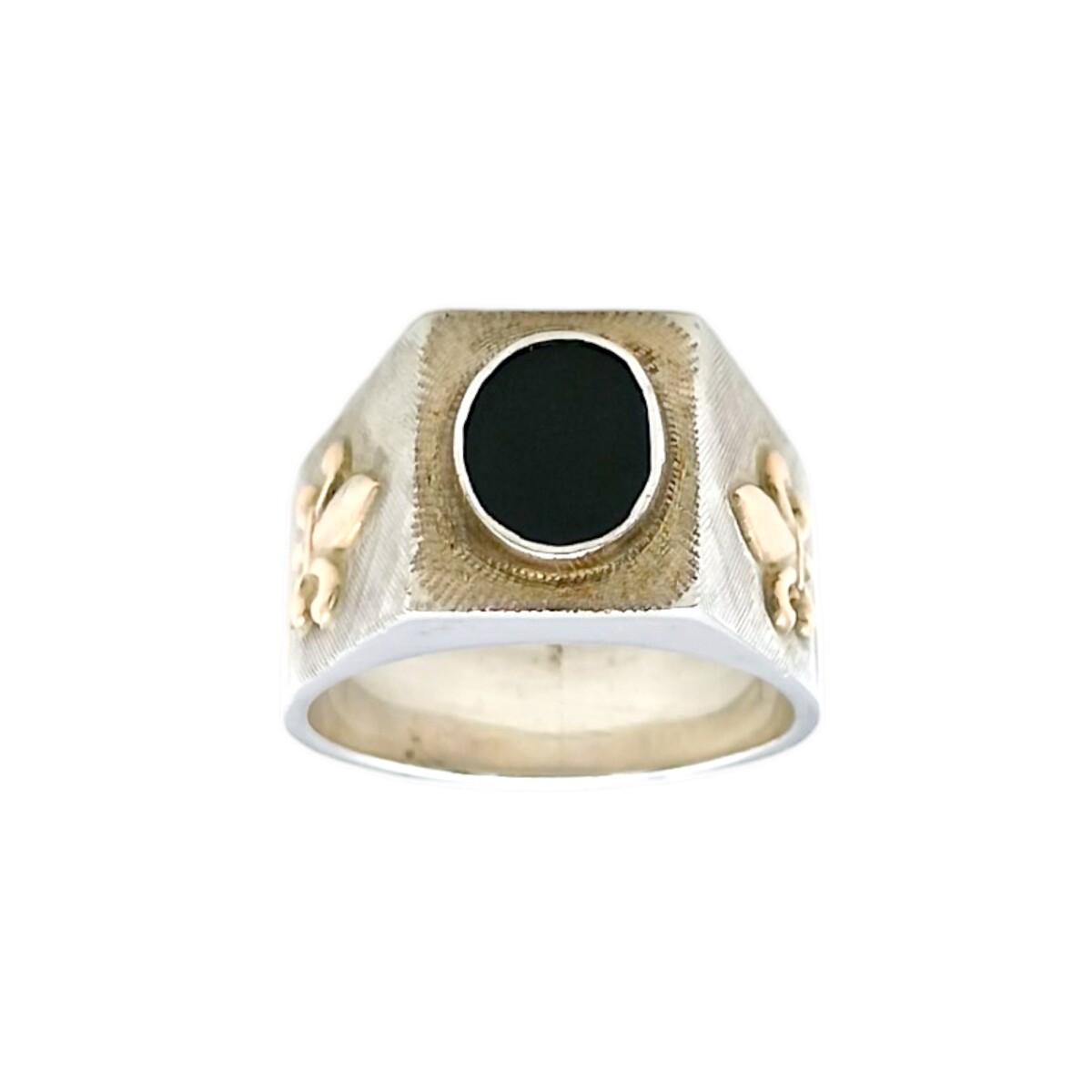 Anillo Mesa-Plata y Oro-Piedra Onix-AN5173 - conpiedra 