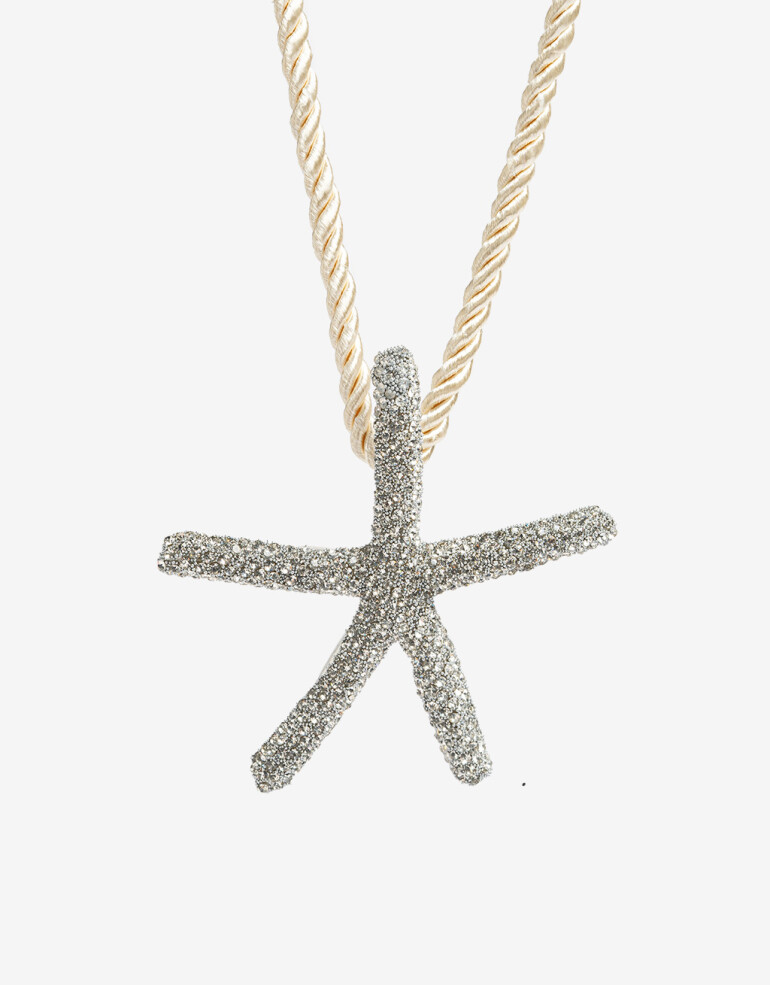 Collares Cortos Cordón Collar Corto Cordón Estrella - Blanco Crema