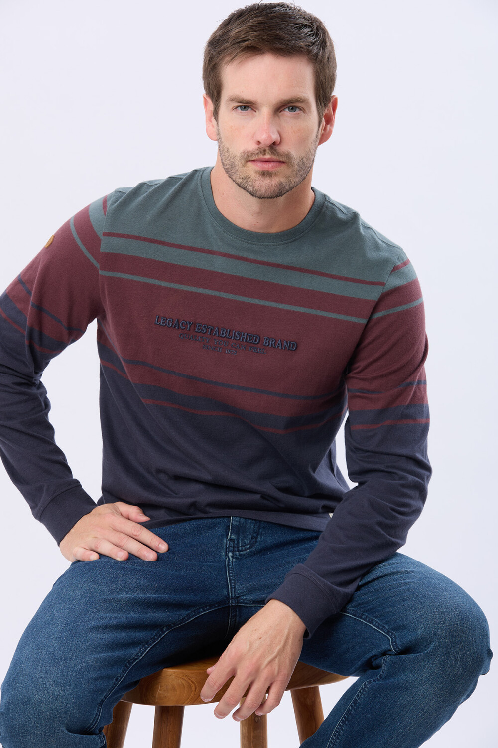 REMERA RAYADA BORDADA Verde