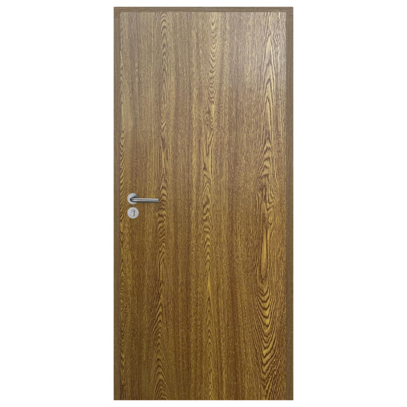 Puerta Interior en MDF con Marco y Cerradura Lumax Marrón Claro Lisa Herraje Plateado