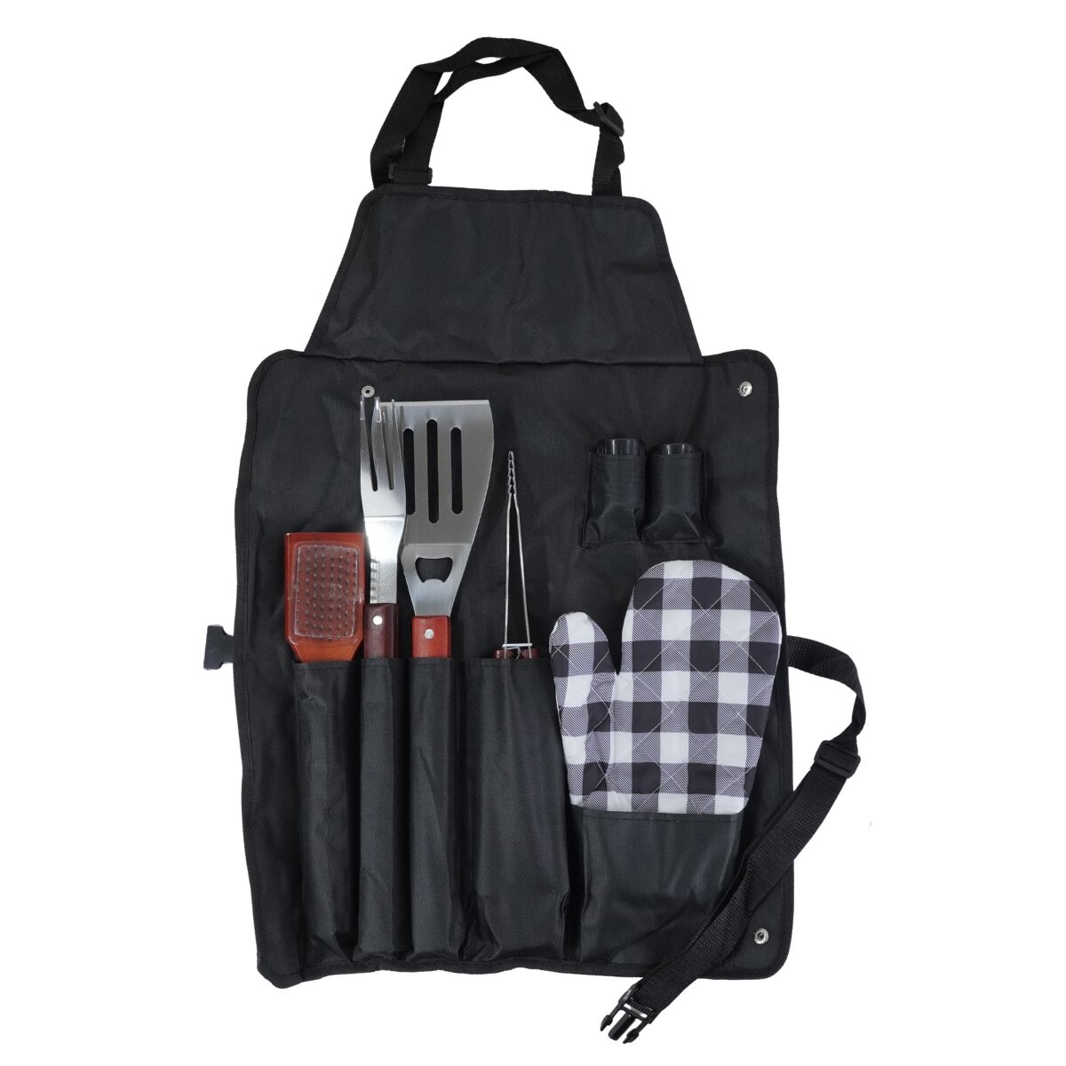 Set para parrilla de 8 piezas con delantal estuche 