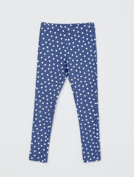 CALZA BÁSICA CON ESTAMPADO EN TELA ACANALADA AZUL