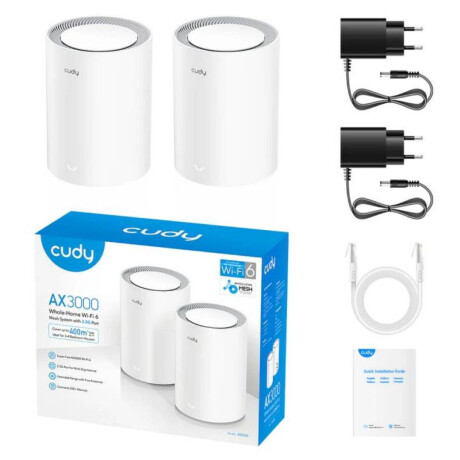 Sistema de Wifi Mesh Cudy Ax3000 Puertos Gigabit Pack de 2