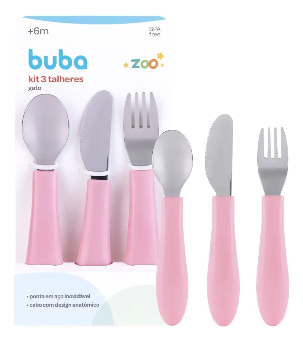 Set x3 cubiertos BUBA pastel - rosado 