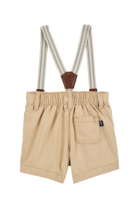 Short de algodón, con tiradores, khaki Sin color