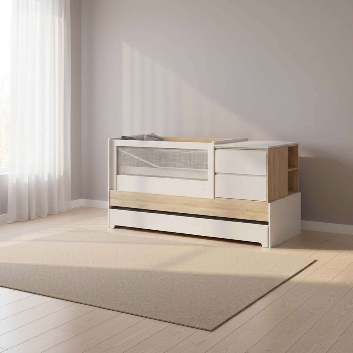 ROCKY - CUNAS MDF-Y-MADERA BLANCO CUNA CONVERTIBLE 7EN1 