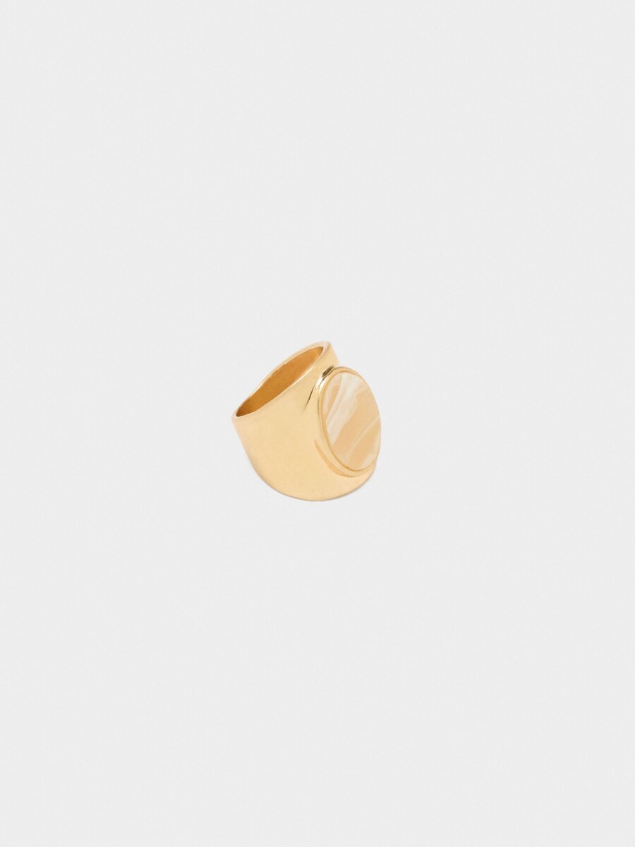 Anillo Ancho Con Detalle Ovalado beige