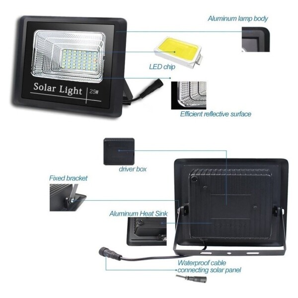 Foco Led Luz Solar 25 Watts Control Remoto Exterior Interior Foco Led Luz Solar 25 Watts Control Remoto Exterior Interior